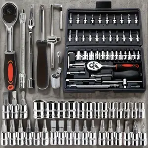 Professional Car Repair Tool Set, Mechanics Tool Set, Complete 46-Piece Toolkit, Wrench Gloves, Ratchet Socket Garage Tools, Multi-Functional Automotive Maintenance Kit