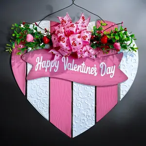 Valentines Day Country Pink Heart Door Wreath