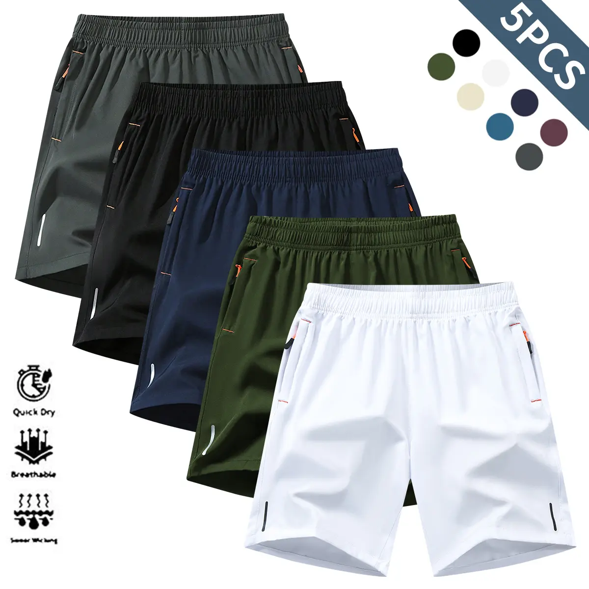 Men’s Lightweight Athletic Shorts - Breathable, Moisture-Wicking Textured Fabric, Wrinkle-Resistant, Reflective Performance Wear for Summer Running & Gym, summerwins, Men's Shorts