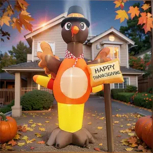 10ft Height Thanksgiving Inflatable Turkey, Inflatable Turkey Outdoor, Blow Up Turkey Inflatable, Inflatable Thanksgiving Turkey with Hat 6 Led Lights Blow Up Outdoor Yard Decoration