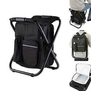 1pc of a Portable Cooling Chair That Functions As a 3-In-1 Cooler Backpack, Featuring a Foldable Stool. It'S Waterproof And Ideal for Outdoor Activities Like Hiking, Beach Outings, Fishing, Camping, And Barbecues