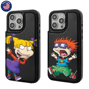 Rugrats Cartoon Angelica Pickles Chuckie Finster Aesthetic Design Pattern Casing For  Iphone 17 16 15 14 13 12 Plus Pro Max Samsung 22 23 24 25 Flaunt Mobile Phone Case TPU Pu Leather Card Holder Drop Protection Shockproof Protector Anti-scratch Cover, Ac
