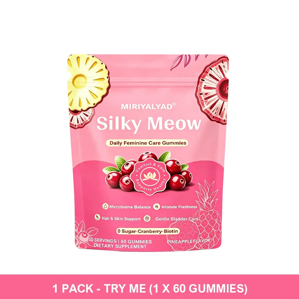 MIRIYALYAD Silky Meow Women's Sugar-Free Vegan Gluten-Free Chewable Healthcare Gummies - Natural Cranberry,Pineapple Flavors,Vitamin B7 Biotin for Hair Health,Fitness Support,Biotin Boost, Zero Sugar