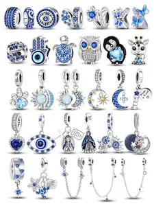 Blue Insect Butterfly Moon & Star Animal Giraffe Theme Beads Pendant Charms, Fashionable DIY Jewelry Making Accessories for Women & Girls, Charm Accessory, DIY Beading Accessories