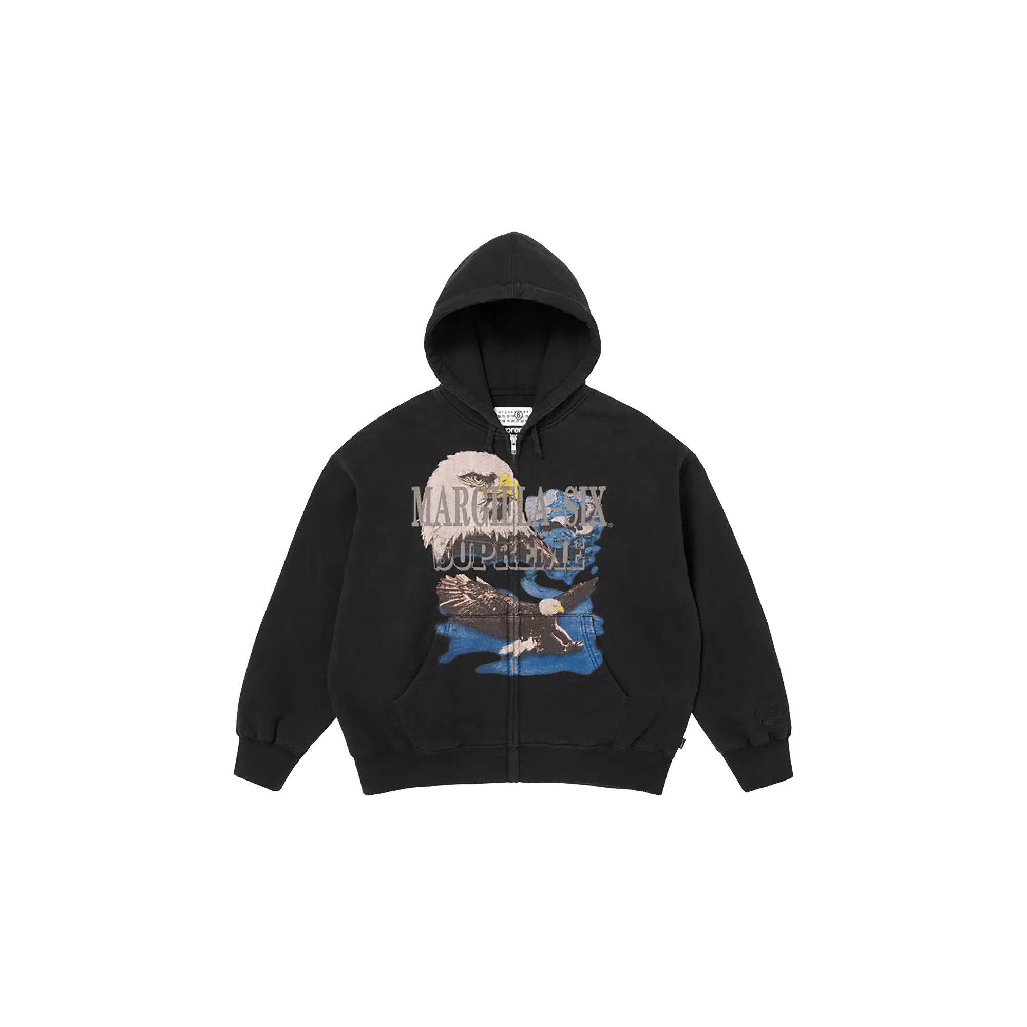 MM6 Maison Margiela Eagle Zip Up Hooded Sweatshirt "SS26 - Black" SU27173