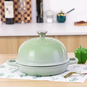 Enamel cast iron Dutch oven, 5-quart sourdough baking tray, heavy-duty cookware pot with lid and double handles, oven induction compatible up to 500 ℉, cooking and baking, food grade non stick pan