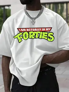 Men's Letter Print Round Neck Tee, Loose Street Fashion Casual Short Sleeve T-shirt for Daily Wear, Men's Clothes for All Seasons, Casual Streetwear, Casual Streetwear Tops（1）