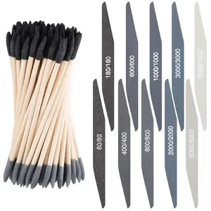 40 count Model Sanding Sticks Set Include 10 Polishing Sticks Assorted 30 Double End Matchsticks Fine Detailing Sanding Twigs Coded Abrasive Tools for Tight Spaces Models(Double Angle)