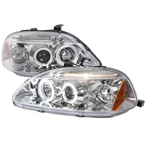 1996-1998 Civic Dual Halo Projector Headlights (Chrome Housing/Clear Lens) 1996-1998 Civic Dual Halo Projector Headlights (Chrome Housing/Clear Lens)