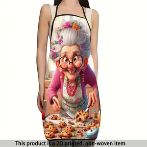 1 pc apron with playful patterns of grandma making desserts and chef baking pizza. Made of exquisite polyester material, suitable for both men and women to use in the kitchen and dining area. With black edging, this kitchen apron is practical and stylish.