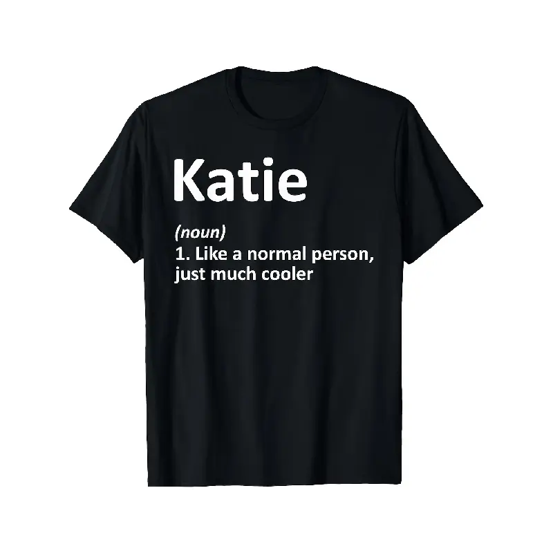 Men's Oversized Soft Cotton Short-Sleeve Round Neck KATIE Definition Personalized Name Funny Birthday Gift Graphic T-Shirt, Menswear Casual Vintage Printed Top