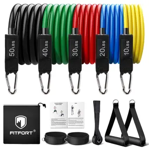 Resistance Bands Set - 150lb Exercise Bands with Door Anchor & Handles for Home Gym Workout