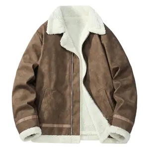 Men’s Autumn Winter Heavyweight Sherpa-Lined Jacket Multi-Pocket Design Comfortable for Daily Work Outdoor Leisure & Skiing Medium