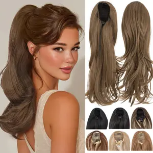 Thick 105G Ponytail Extension for Women,22 Inch Layered Wavy Pony Tail Hair Extensions, Natural Drawstring Ponytail Synthetic Hairpiece for Daily Wear