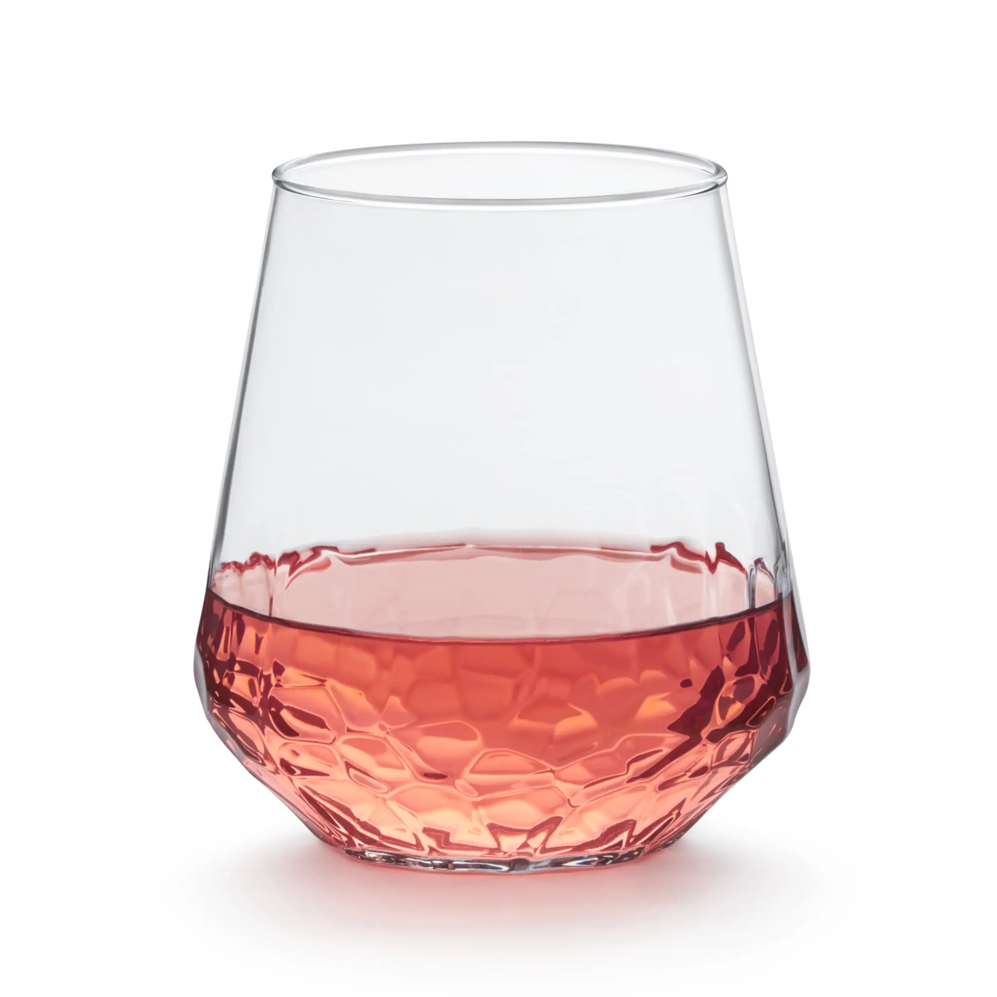 Libbey Hammered Stemless Wine Glasses Set of 8, 17.75-ounce, Dishwasher-Safe, Chiseled Textured Glassware Set, All Purpose Wine Glasses for Everyday Use