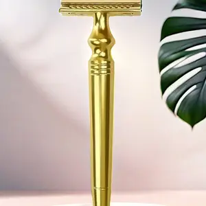 Safe Shaving Razor Dual-Sided Stainless Steel Handle with 20 Blades, Men's Wet Shave Tool, Eco-Friendly Sustainable Use