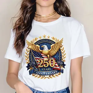 American Eagle 250 Years Anniversary 1776 2026 United States Of America Flag Print T Shirt Black Short Sleeve Casual Sporty Style For Everyday Wear
