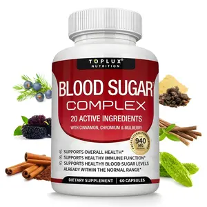 Blood Sugar Complex Supplement – Supports Healthy Glucose Levels with Cinnamon, Chromium & Bitter Melon ，20 Active Ingredients，Non-GMO, 60 Capsules (1pcs)