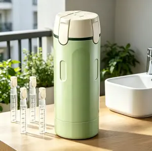 2026 Rotatable Pump Multi Functional 4-in-1 Travel Toiletry Dispenser,Leak Proof Lock Refillable Liquid Bottle With Scale Label Stickers,Easy Clean Portable Carry On Container For Daily Travel Business Trip Vacation Gym Camping Outdoor Hotel Supplies