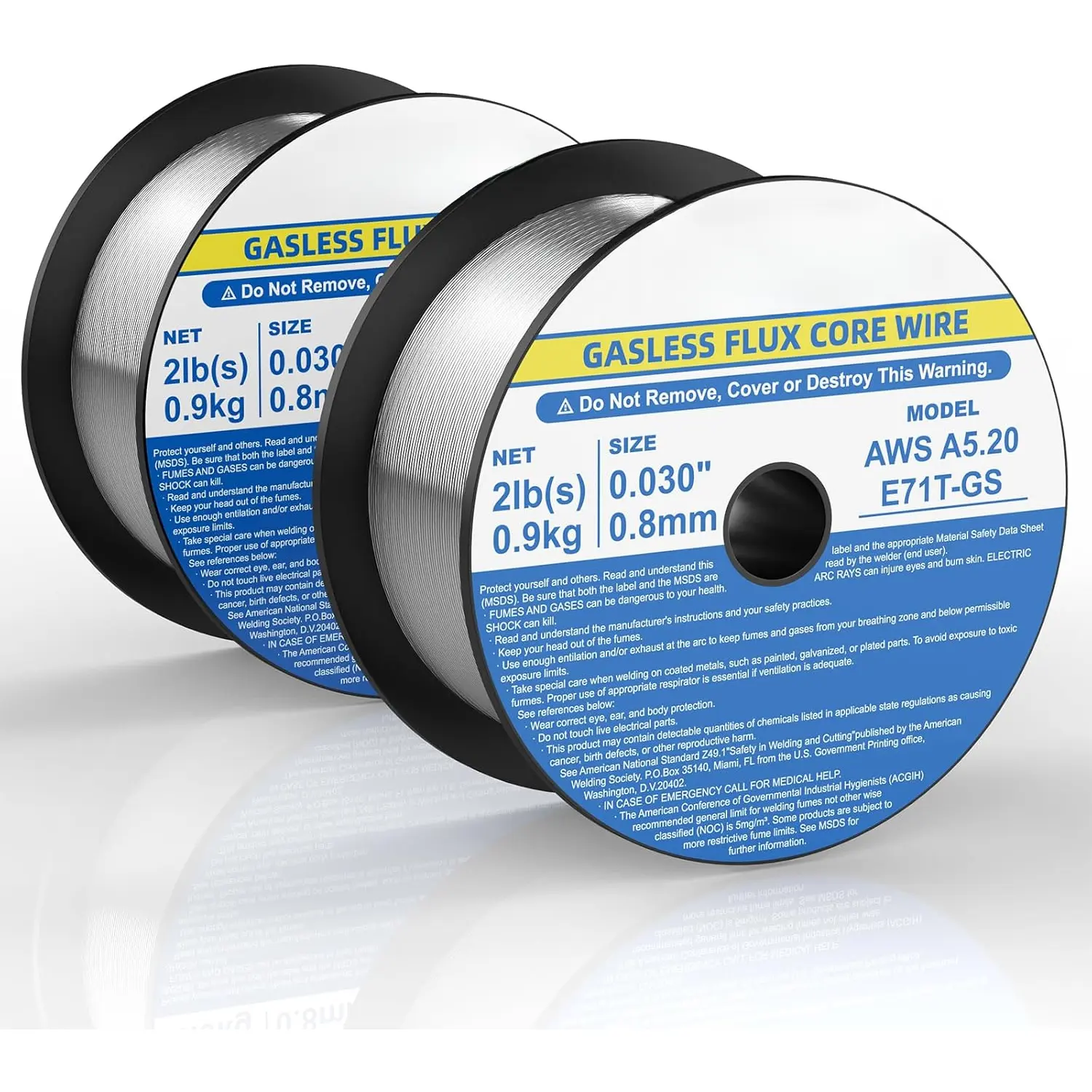Flux Core Mig Welding Wire, E71T-GS Mild Steel Gasless Mig Wire .030" 2-LB, 2-PACK