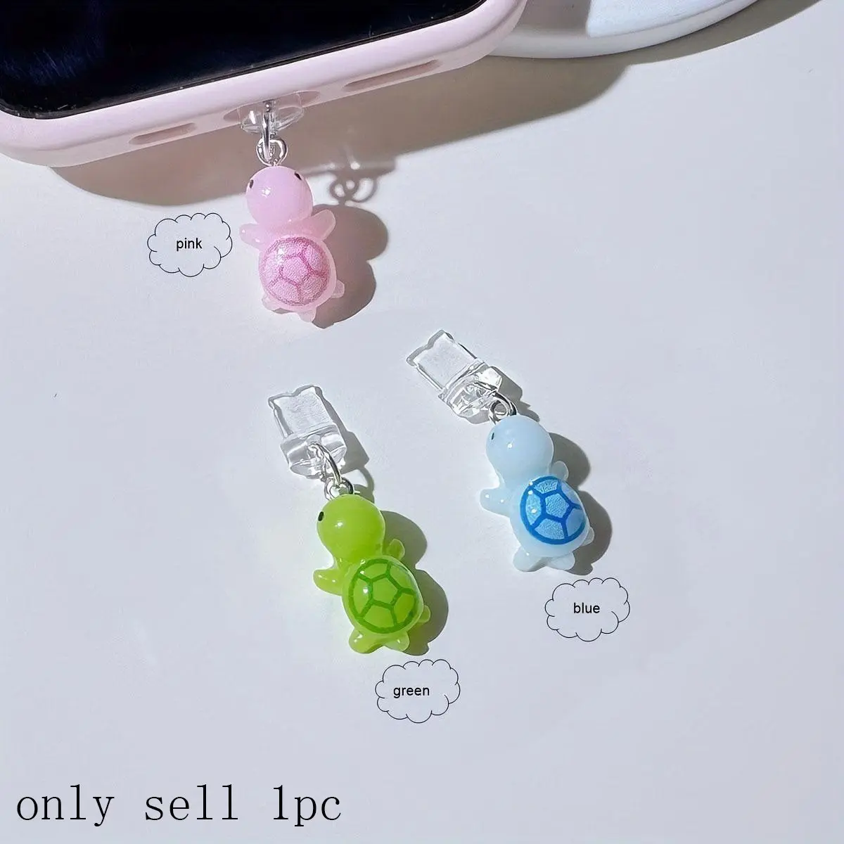 Cute Turtle Design Phone Charging Port Dust Plug, 1 Count Anti Dust Plug for iPhone Type-C Charging Port, Mobile Phone Accessories for Women & Girls, Cell Phone Charm, Acrylic Charm