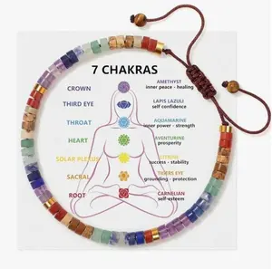 Natural Gemstone 7 Chakra Bracelet, Yoga Meditation Beaded Bracelet for Men & Women, Spiritual Energy Jewelry, Adjustable Gift