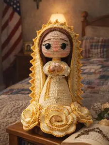 Handmade Virgin Mary Crochet Doll | Religious Gift, Catholic Decor