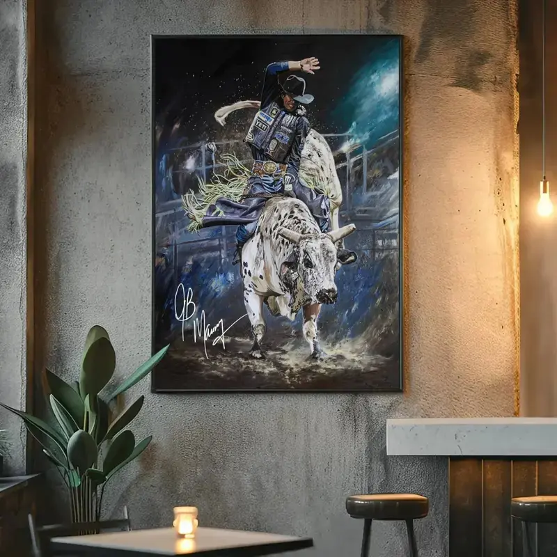 JB Mauney With Signature Poster, Dragonslayer Print Art, $7 Million Dollar Bull Rider Wall Art, Gift For Fans, Made In USA