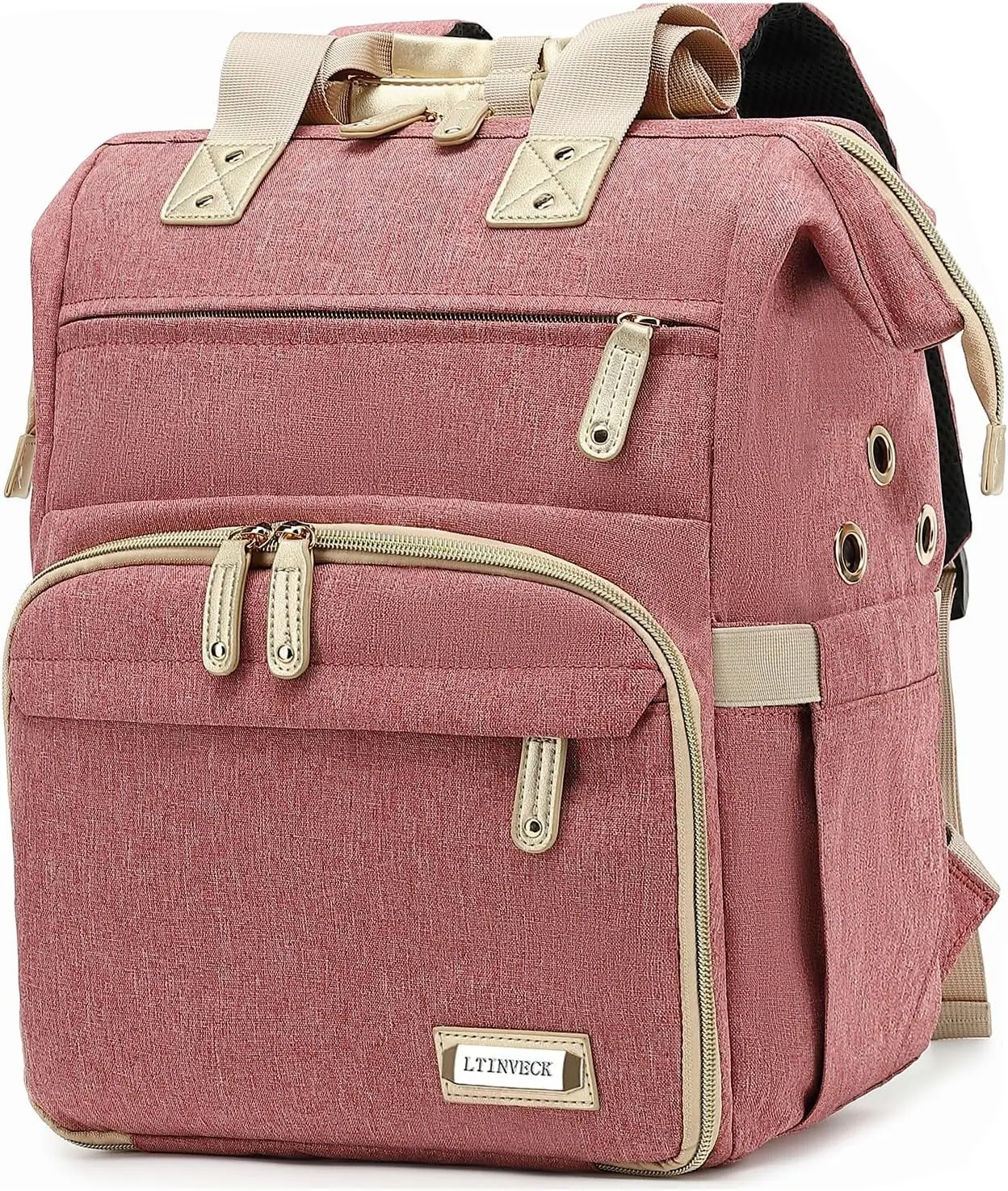 LTINVECK Knitting Bag Backpack,Yarn Storage Organizer Travel Crochet Bag,Large Capacity Tote Bag Yarn Holder Case for Carrying Projects, Knitting Needles, Crochet Hooks Pink Gift