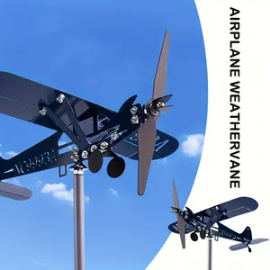 Metal Airplane Weathervane 3D Piper J3 Cub Wind Spinner Windmill Garden Decor Home Outdoor Roof Plane Indicator Wind Direct P1C8