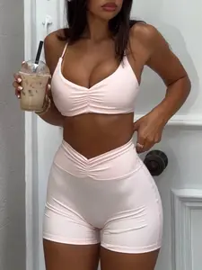 Women's Adjustable Straps Yoga Tank Top, Comfortable Breathable Elastic Sports Bra, Casual Sportswear for Gym Outdoor Running, Strappy Sports Bras, Activewear