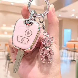 Peugeot Car Key Cover with Bear Keychain, Car Key Accessory, Soft Tpu Key Case, Protect Your Car Keys, Car Key Protector, Peugeot 206/207/307 Citroen C2 Key Protection Bag