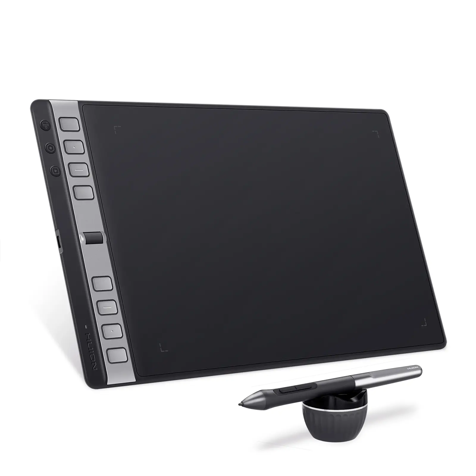 HUION Inspiroy 2 Large Digital Writing Tablet - 10x6in Ergonomic Adjustable Portable Art Pad, Scroll Wheel, 3-Set 8 Custom Keys, No Battery Needed Stylus for Mac, PC (Windows 7 or Later) & Mobile (Black) - Education & Electronics Devices