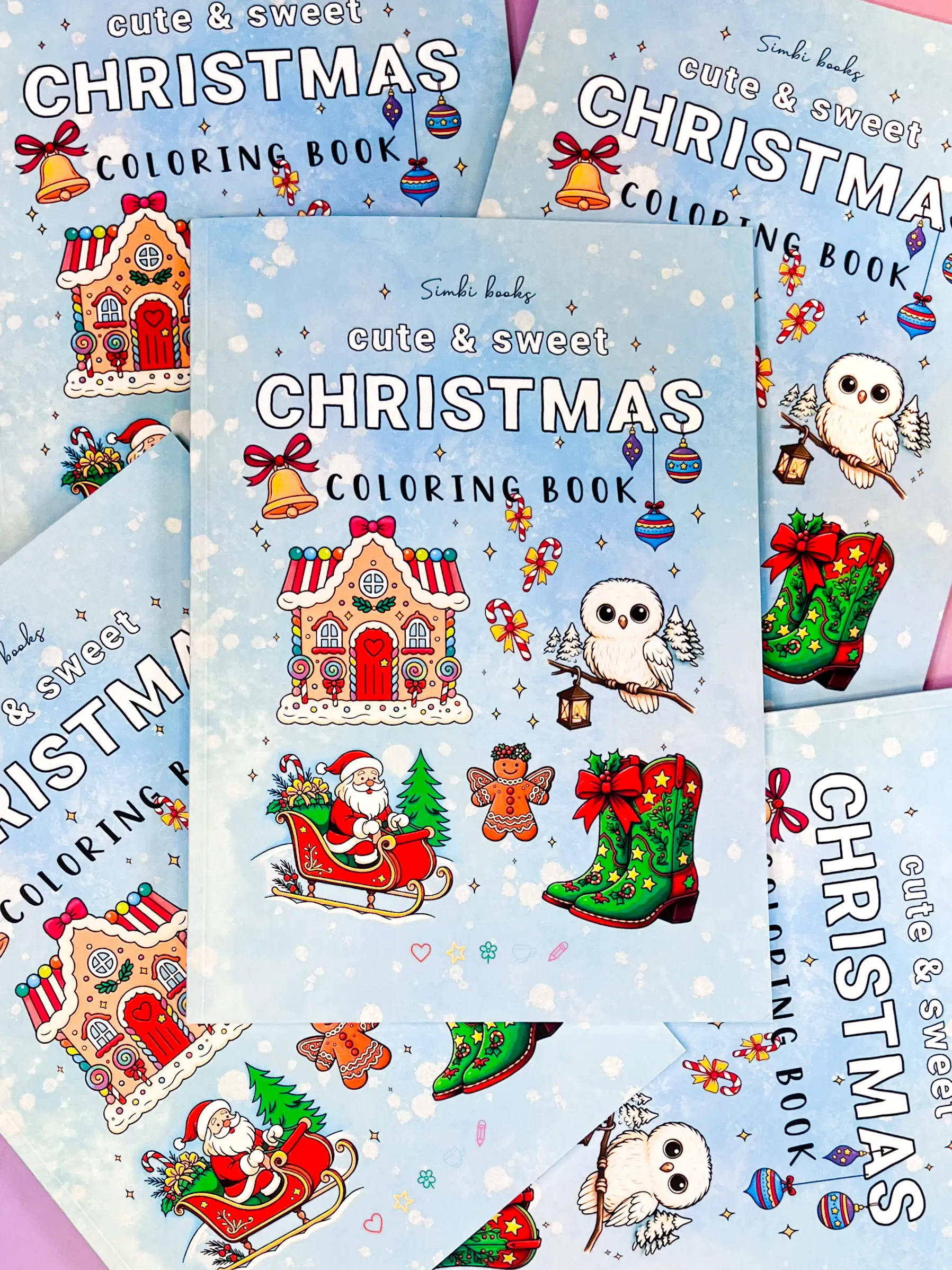 Simbi Books Christmas Coloring Book - 44 Pages for Kids & Adults - Festive Scenes with Santa Claus & Reindeer - A4 Size - Ideal for Family Activities & Creative Expression