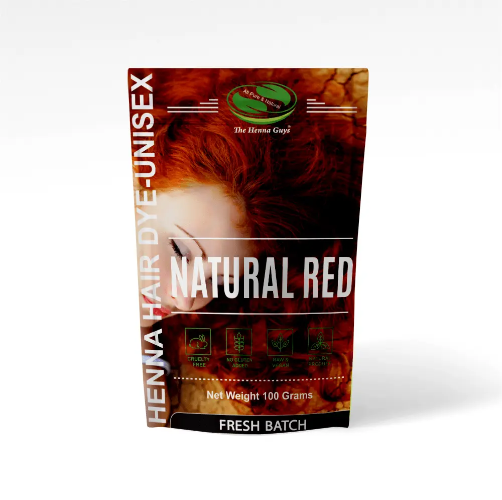 Natural Red Henna Hair Dye - The Henna Guys | Covers Grays Naturally | Classic Copper Red Tones | Conditions Hair- 100 grams