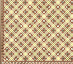 Dollhouse Victorian Tile Flooring Paper Sheet Brown & Rust 1:12 Scale Brodnax