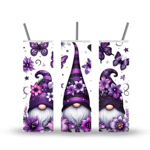 20oz Stainless Steel Tumbler Cute Purple Gnomes