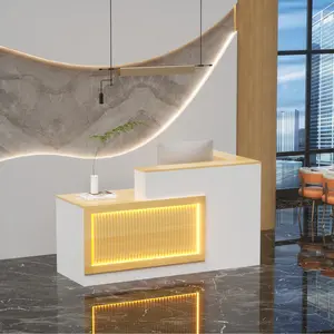 L - shaped Office Reception Desk with Lockable Drawer & Double - Layered Countertop, Multi - functional Front Desk Table