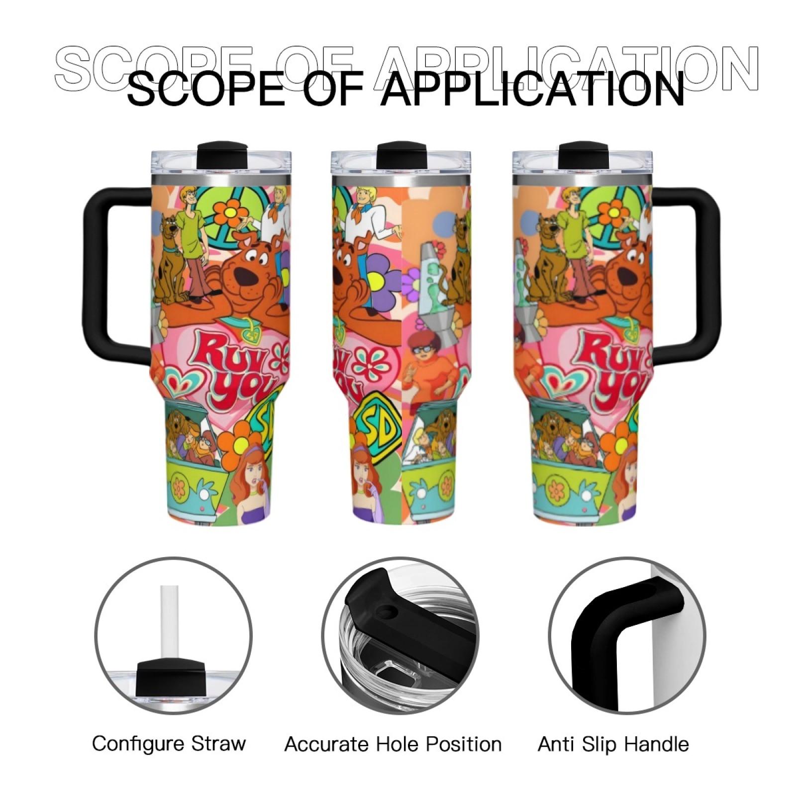 40oz Stainless Steel Tumbler, SCOOBY-DOO Pattern Insulated Water Bottle, Stainless Steel Thermos Flask, Drinking Cup for Home Office School, TikTok Viral Scooby Doo Tumbler, Leakproof Travel Mug, Trendy Summer Gift Drinkware