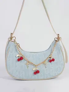 Ladies' Dress Up Accessories Set, Purse Accessories, Cute Red Cherry Shaped Bag Chain With Golden Bow Pendant, Chain Style Bag Accessories, Chain Bag With Iron Alloy Bag Accessories Diy Accessories, Suitable For Various Bags