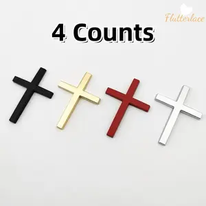 Christian Cross Car Sticker Set 4PCS, Waterproof Durable Auto Decals for Cars Trucks SUVs, Faith Inspired Vehicle Accessories, Stylish Religious Car Decor, Gift for Him Her, Everyday Use