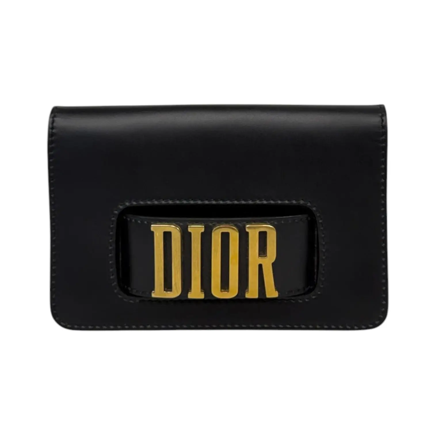 Pre-owned Dior calfskin Clutches & Wristlets CHRISTIAN Black Smooth DioRevolution Clutch with Chain