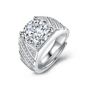 5ct Solitaire Male Zircon 11MM Ring Wedding Band for Men Engagement Party Gift 7'' Ring