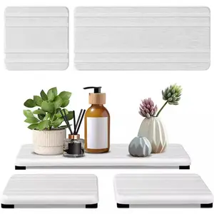 Combination Bathroom Sink Mat, Absorbent Stone Tray, Quick Dry Kitchen Drying Pad, Silica Gel Soap Holder, Fast-Dry Countertop Organizer