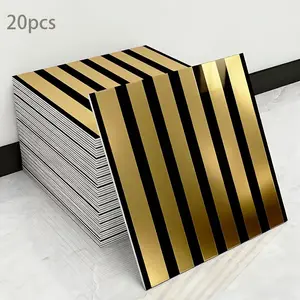 20 Sheets Self-Adhesive Striped Wallpaper, Easy Peel and Stick, PVC Material, Mirror Finish Texture, Ideal for TV Wall, Entryway, Living Room, Bedroom