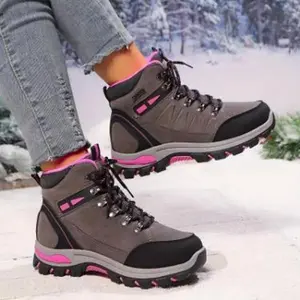 Popular choice: waterproof high-top hiking shoes for women—anti-slip, durable outdoor trekking boots with a round toe and faux leather upper; suitable for climbing, sports, work, and everyday wear; breathable, slip-resistant steel toe (work safety).