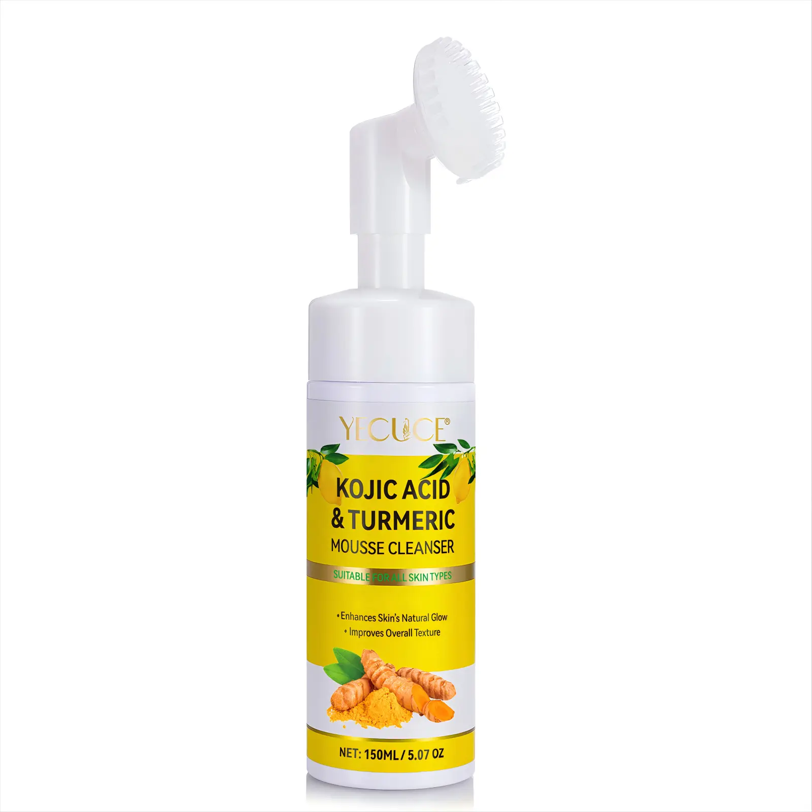 Yecuce Turmeric Kojic Acid Foaming Cleanser for Deep Cleaning and Moisturizing (150ml / 5.07 OZ)