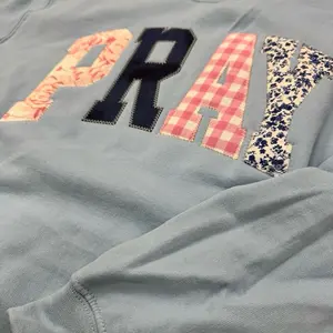 Patchwork Sweatshirt “Pray” Floral Design