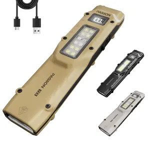 PASIION EDC Tactical Rechargeable Flashlight,Dual-Switches LED Flashlight with Digital Display,8 Modes , Camping,and Emergency Use, Tactical Flashlights