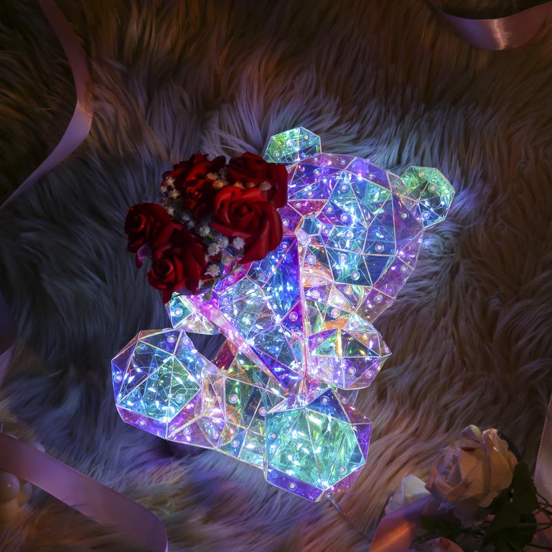 Umeuc Artificial Rose Bear Valentine's Day Gift for Wife Mom Birthday Present Women Glass Dome Rose  Christmas Mother's Day Anniversary Wedding Gift